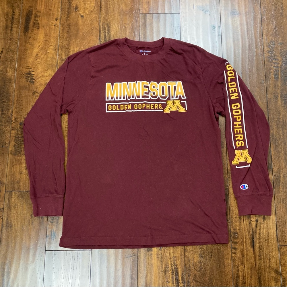 MINNESOTA GOPHERS Long Sleeve T Shirt Champion Maroon Adult Size LARGE